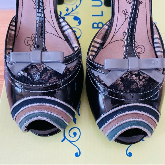 Bobbi Blu Madison black patent leather lace heels 50s 60s pinup Mary jane 8.5 - Picture 7 of 16